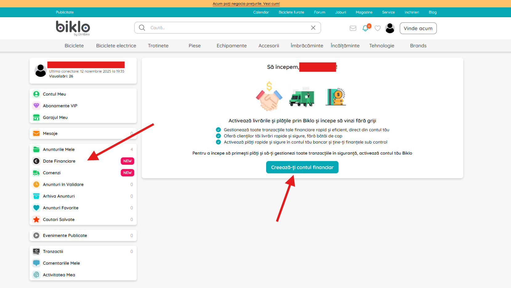 Financial Data page in your Biklo account