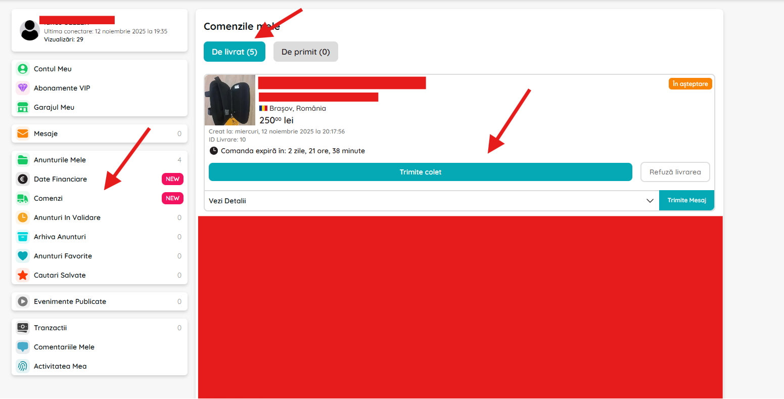 List of orders to be delivered in your Biklo account