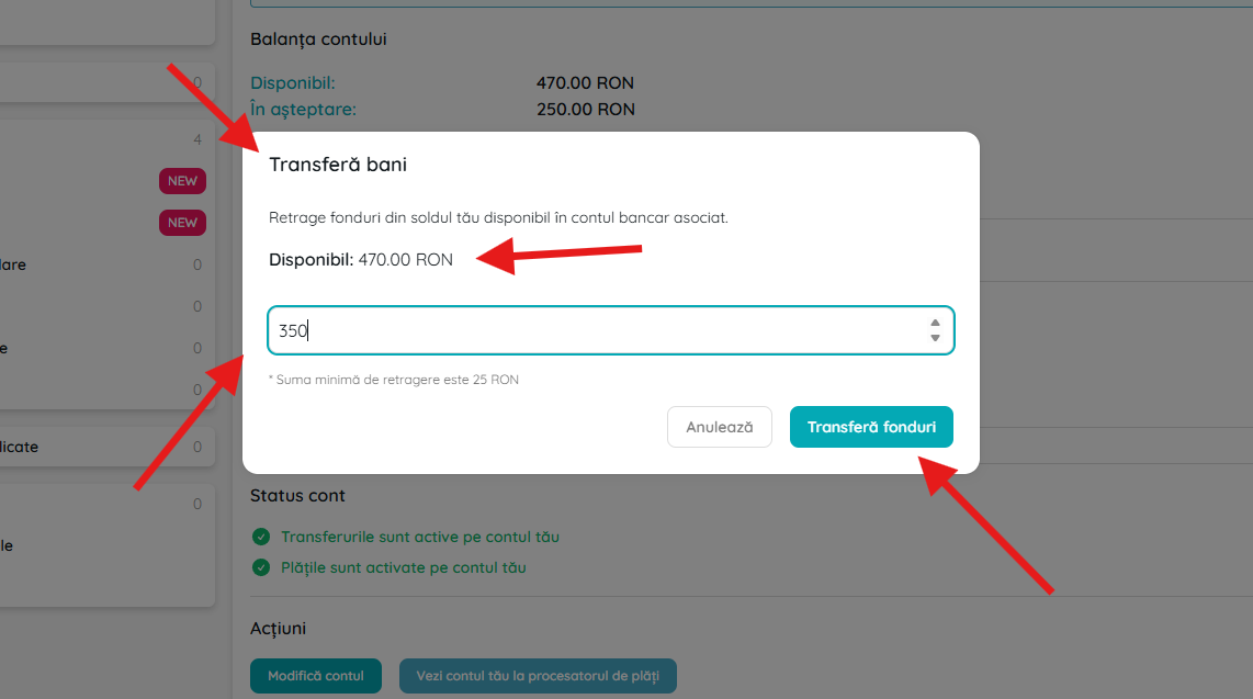 Biklo account withdrawal window